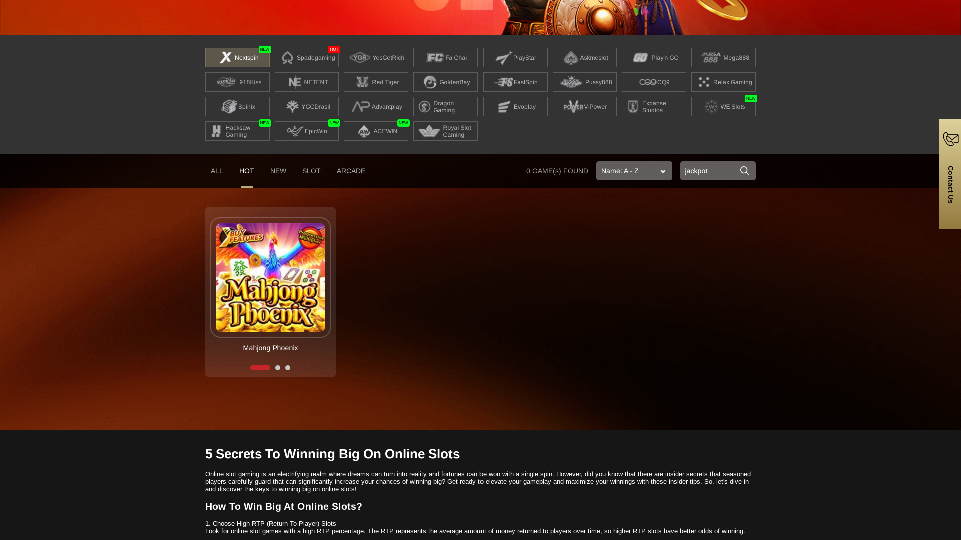 Jackpot du casino IVIP9 sur ordinateur