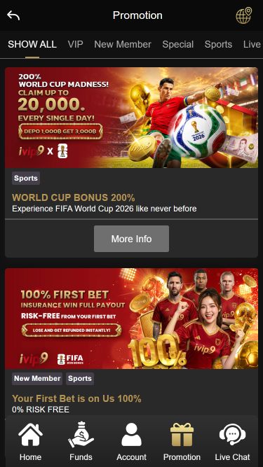 Promozioni per dispositivi mobili del casinò IVIP9