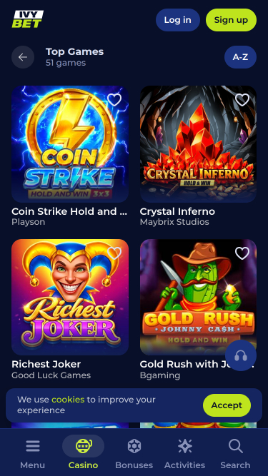 Мобильные игры казино Ivybet