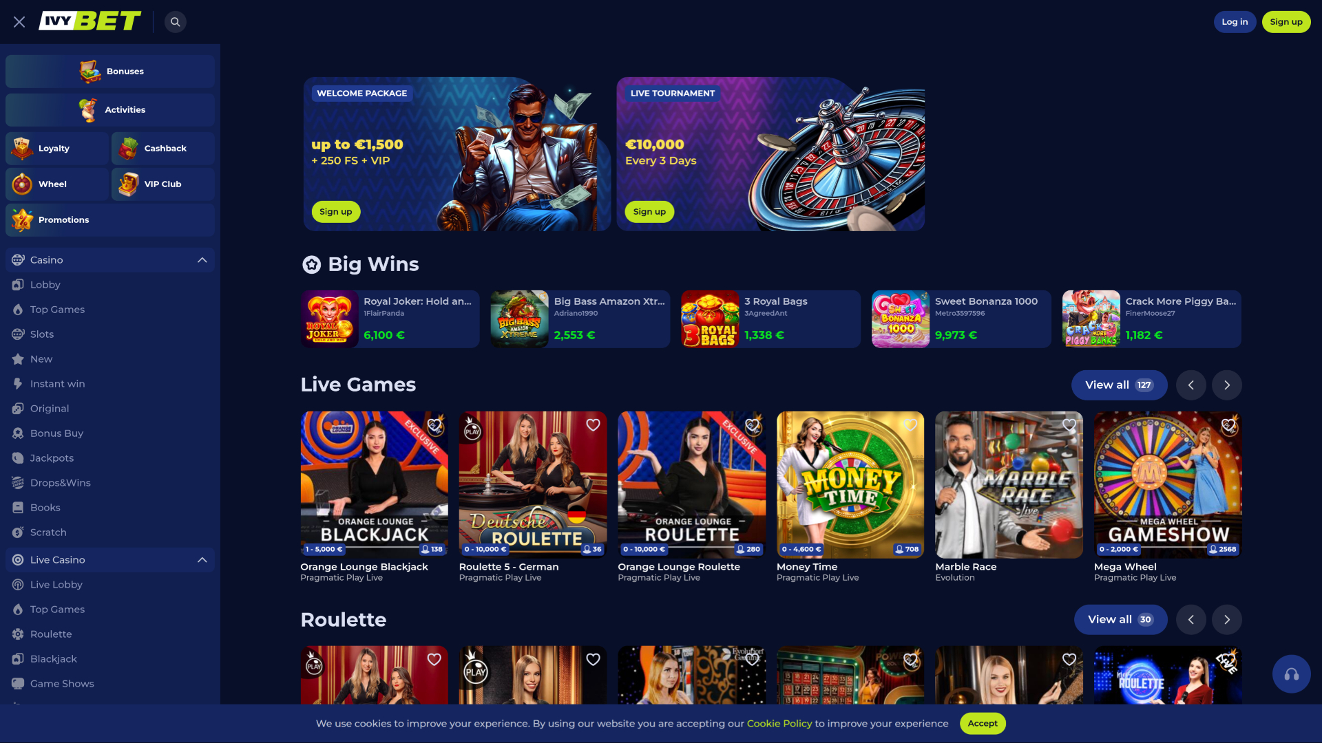 Ivybet Casino Desktop Live Dealer