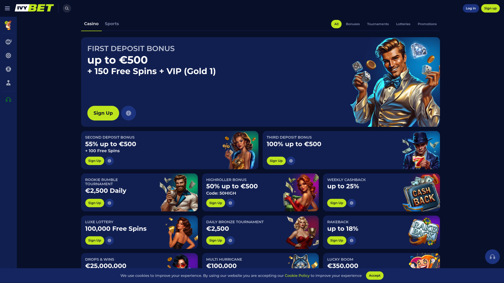 Акции казино Ivybet для настольных компьютеров