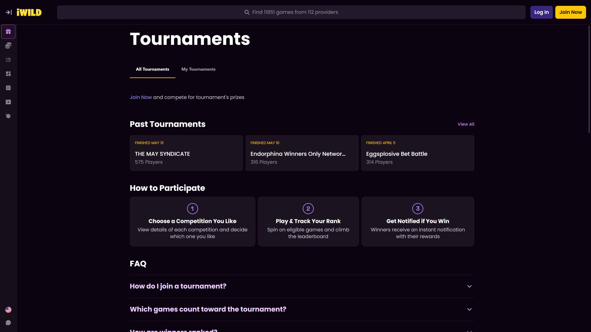 iWild Casino Desktop Tournaments