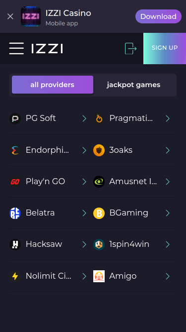 Développeurs de jeux de casino Izzi Mobile