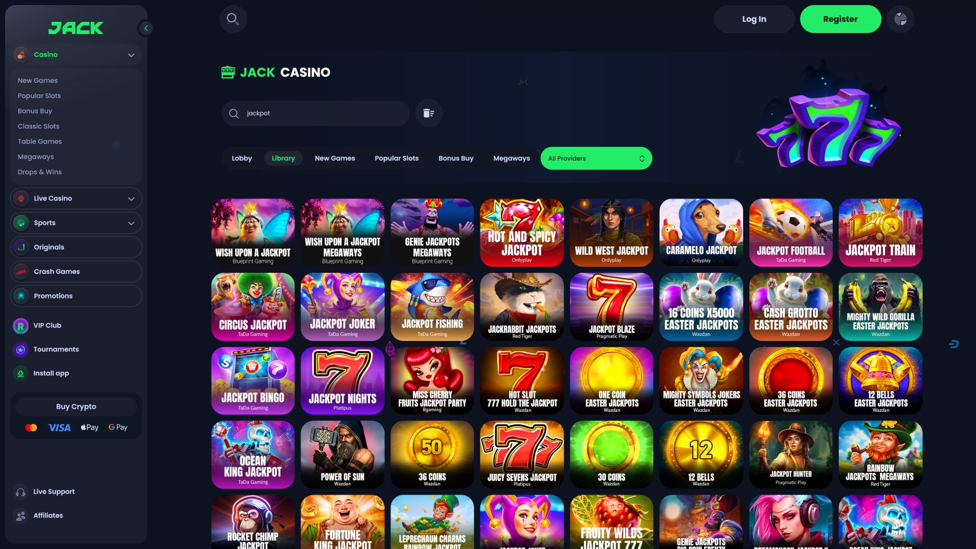 Jackpot du Casino Jack sur Ordinateur