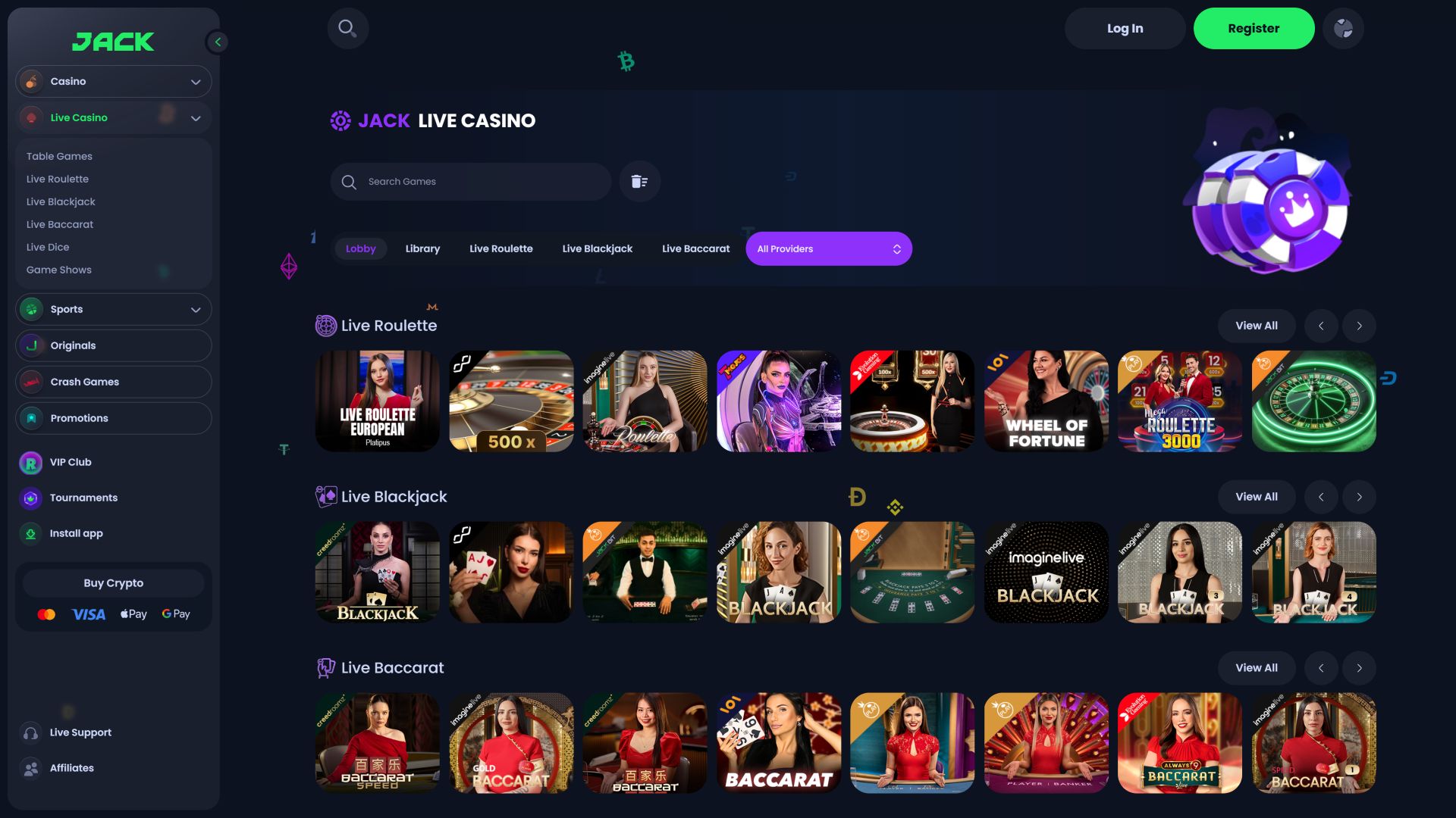 Croupier en Direct sur Ordinateur de Jack Casino