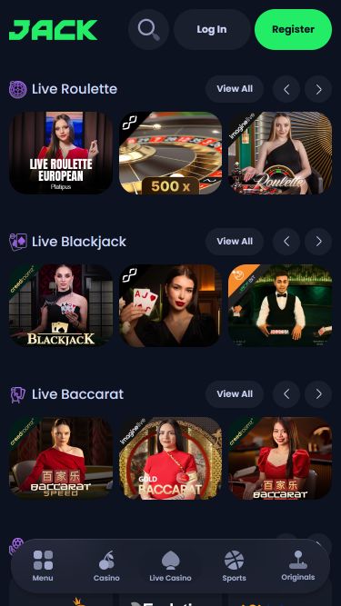 Croupier en Direct Mobile de Jack Casino