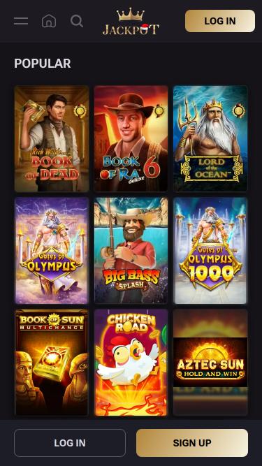 Jack-Pot Casino games mobile page