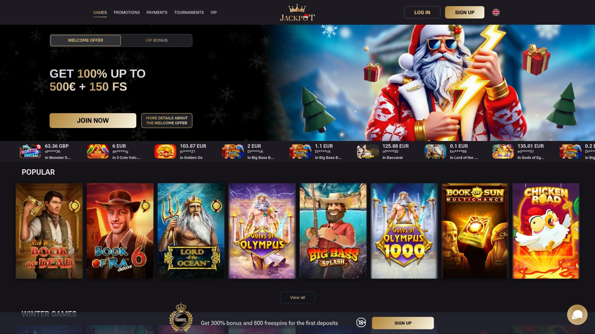 Jack-Pot Casino homepage