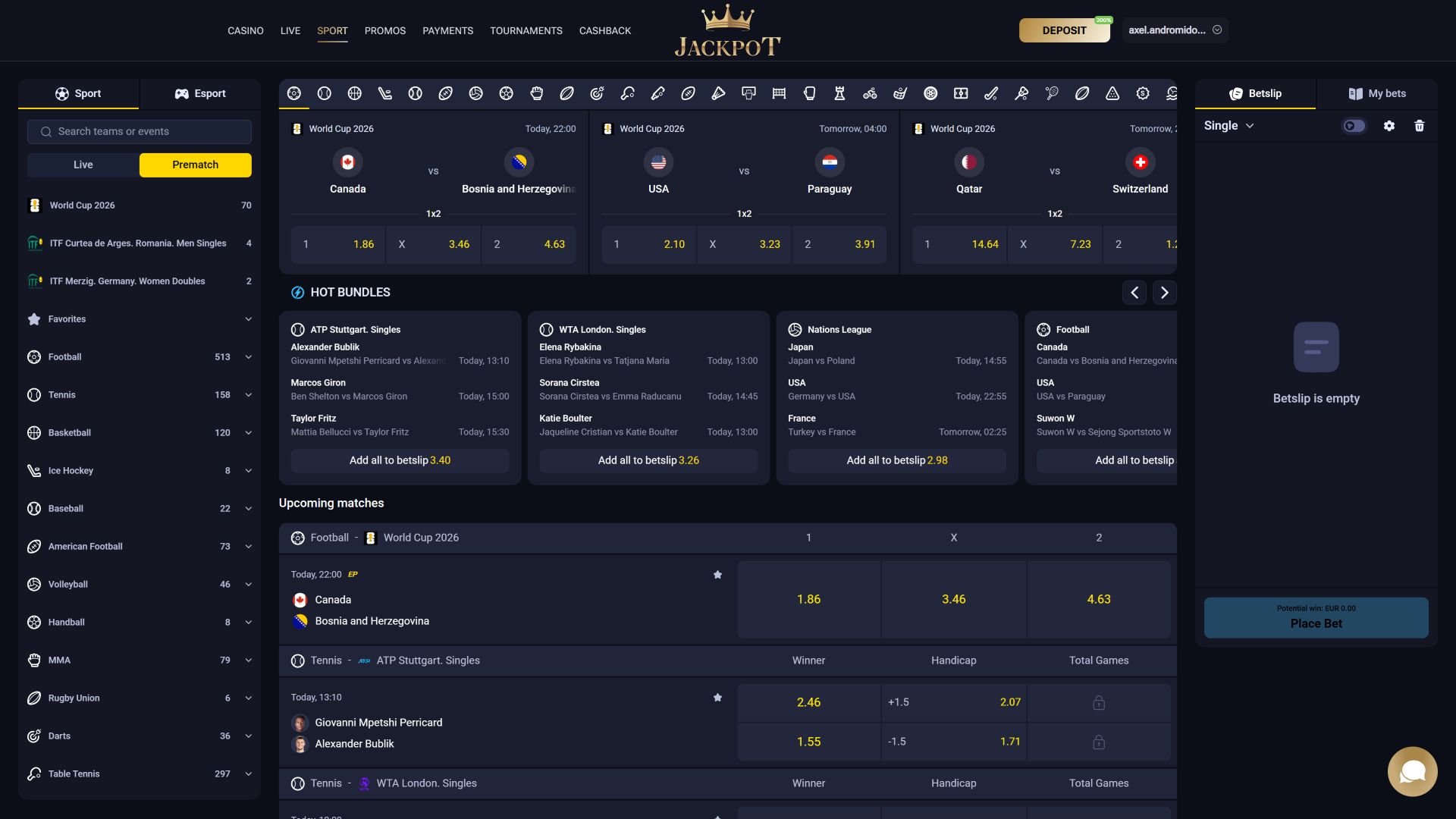 Sports sur Ordinateur de Jack-Pot Casino