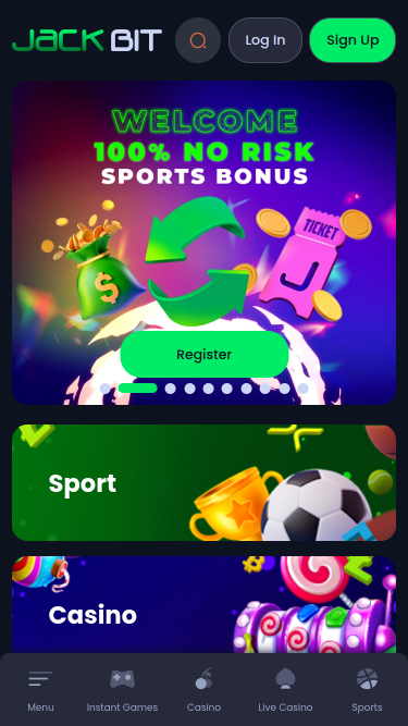 Jackbit Casino Homepage Mobile