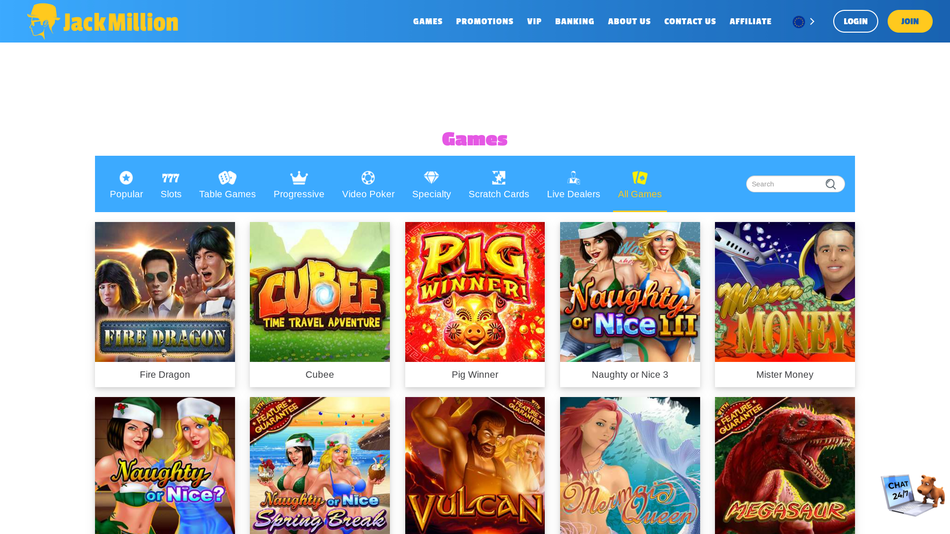 Jeux de casino Jackmilion sur ordinateur