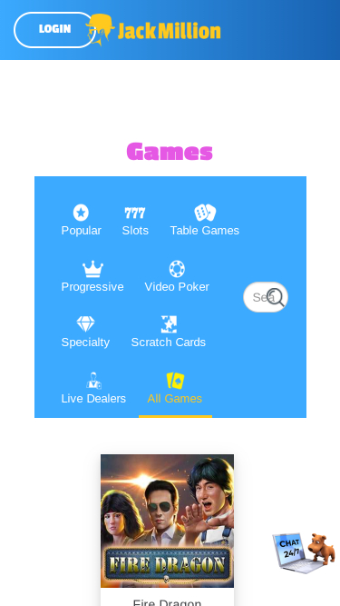 Jeux de casino Jackmilion sur mobile