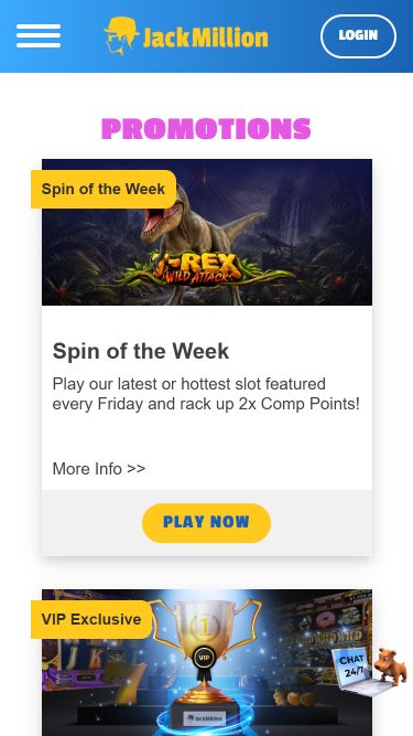 Promotions mobiles du casino Jackmilion