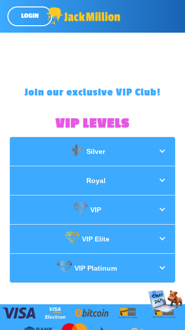 Programme VIP de JackMillion Casino pour mobile