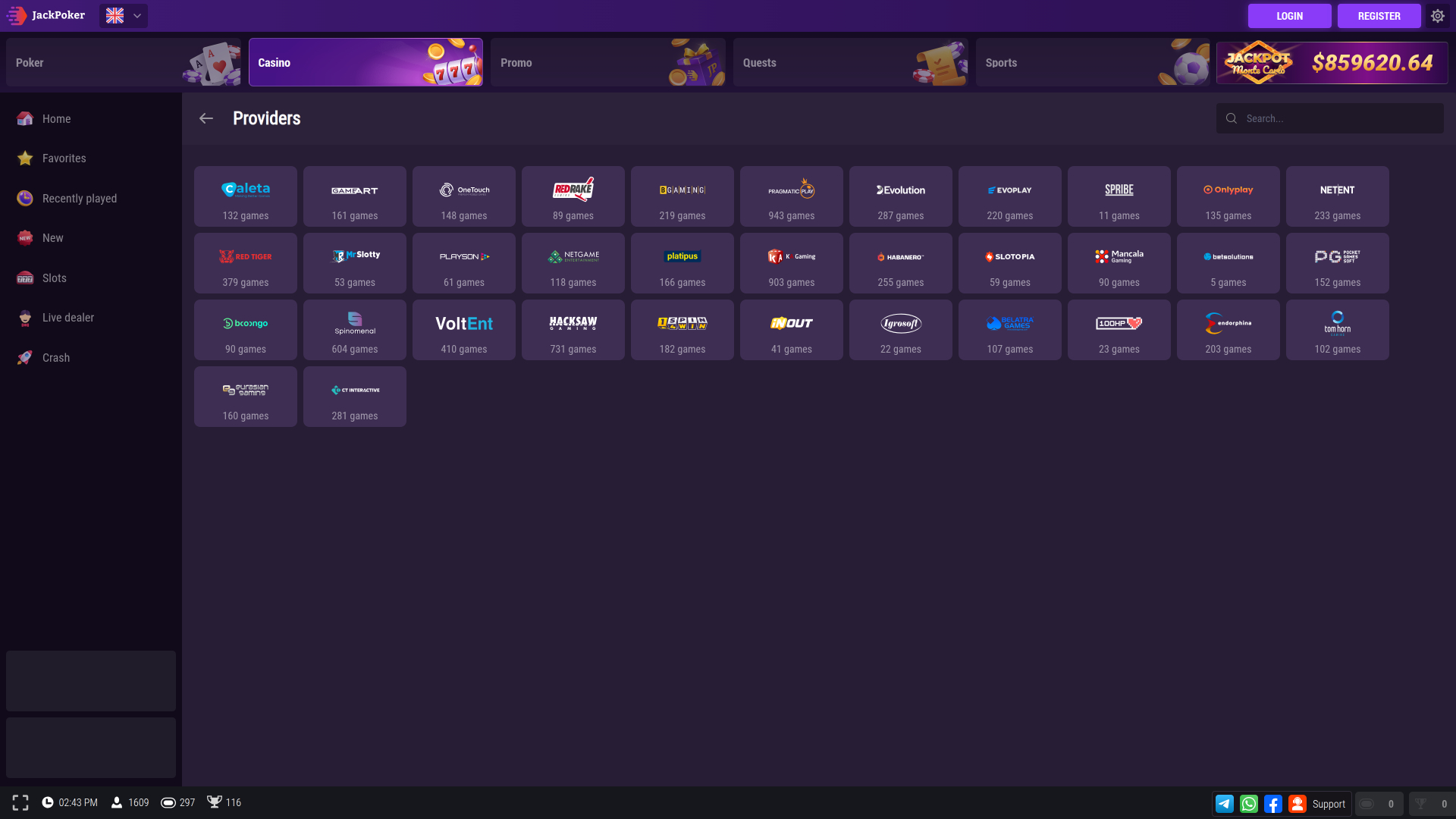 Desktop degli sviluppatori di giochi Jackpoker