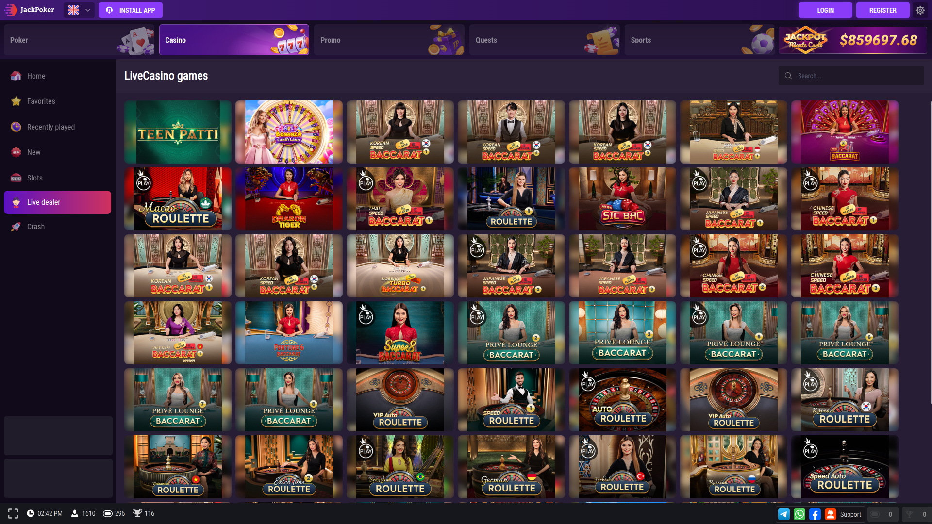 Jackpoker Live Dealer Desktop