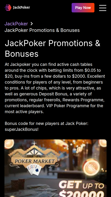 Promozioni Jackpoker Mobile