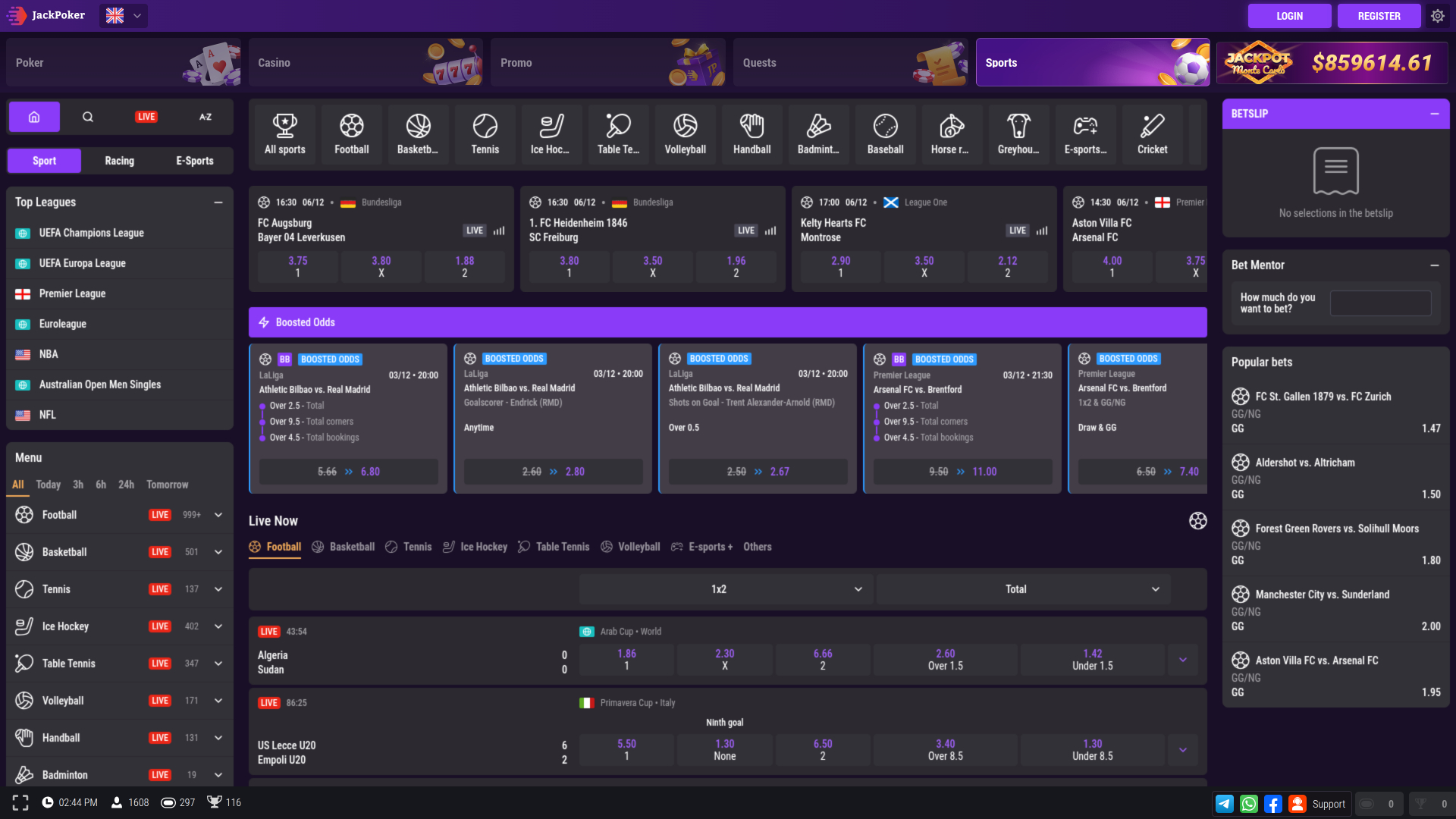 Jackpoker Sports Desktop