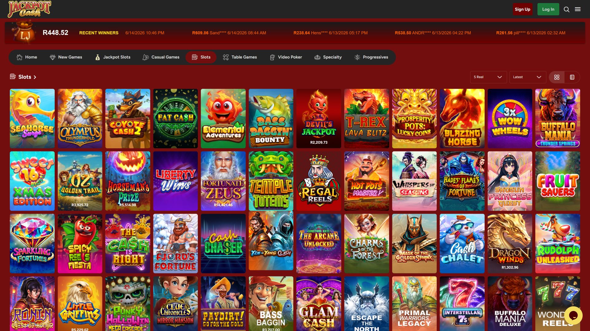 Jeux de casino Jackpot Cash sur ordinateur