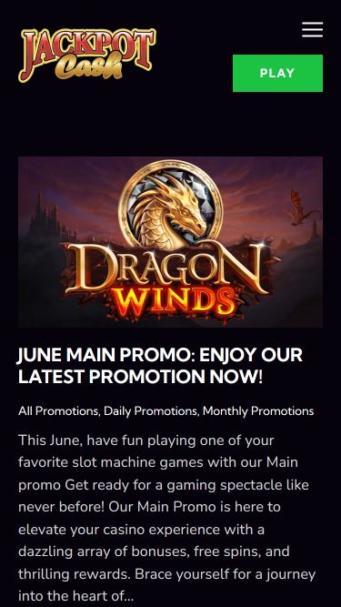 Promotions mobiles du casino Jackpot Cash
