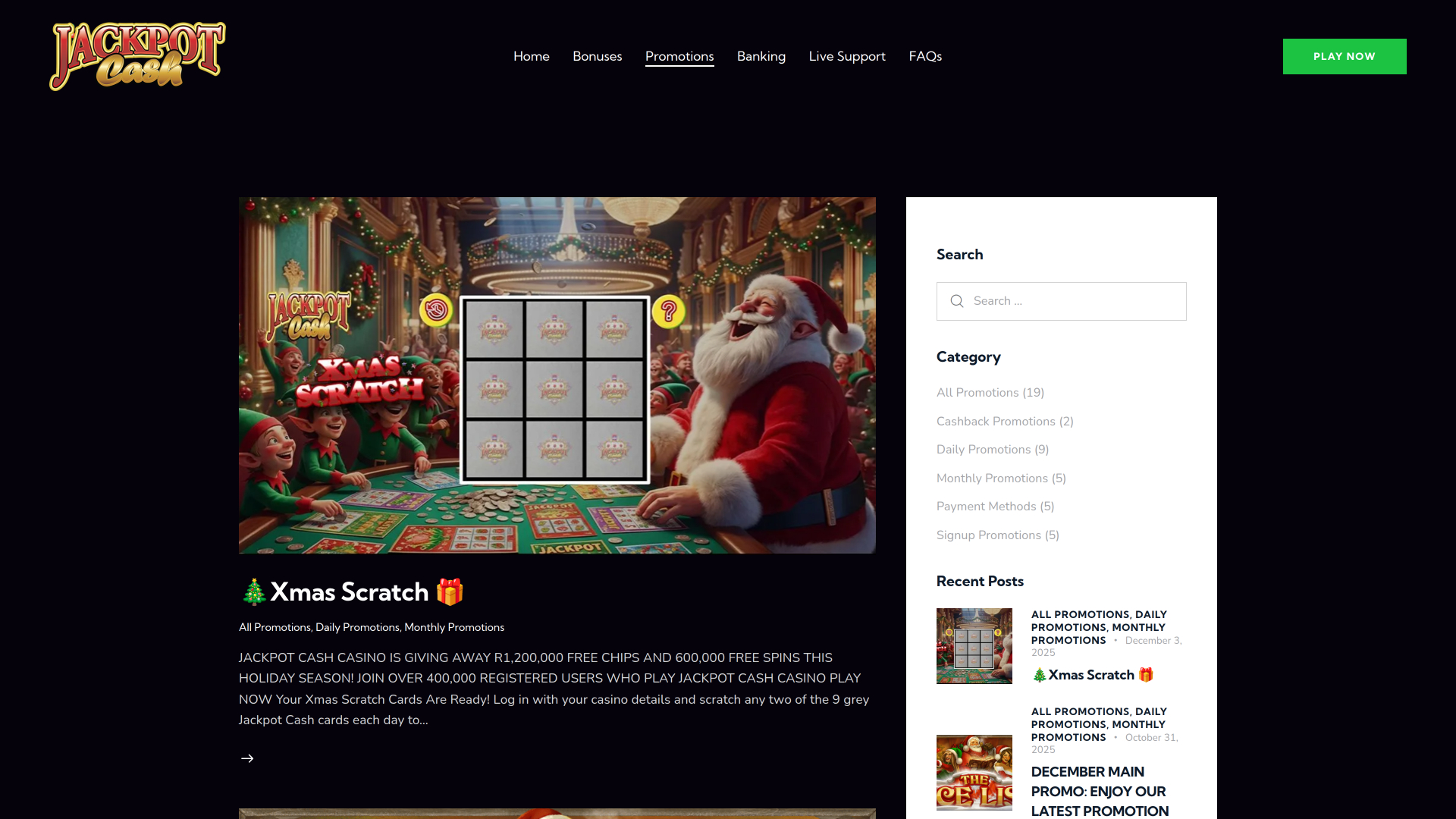 Promotions du casino Jackpot Cash sur ordinateur