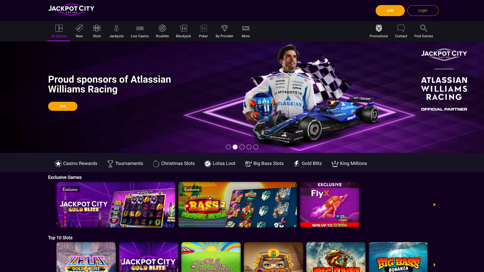 Pagina iniziale del casinò Jackpot City Desktop