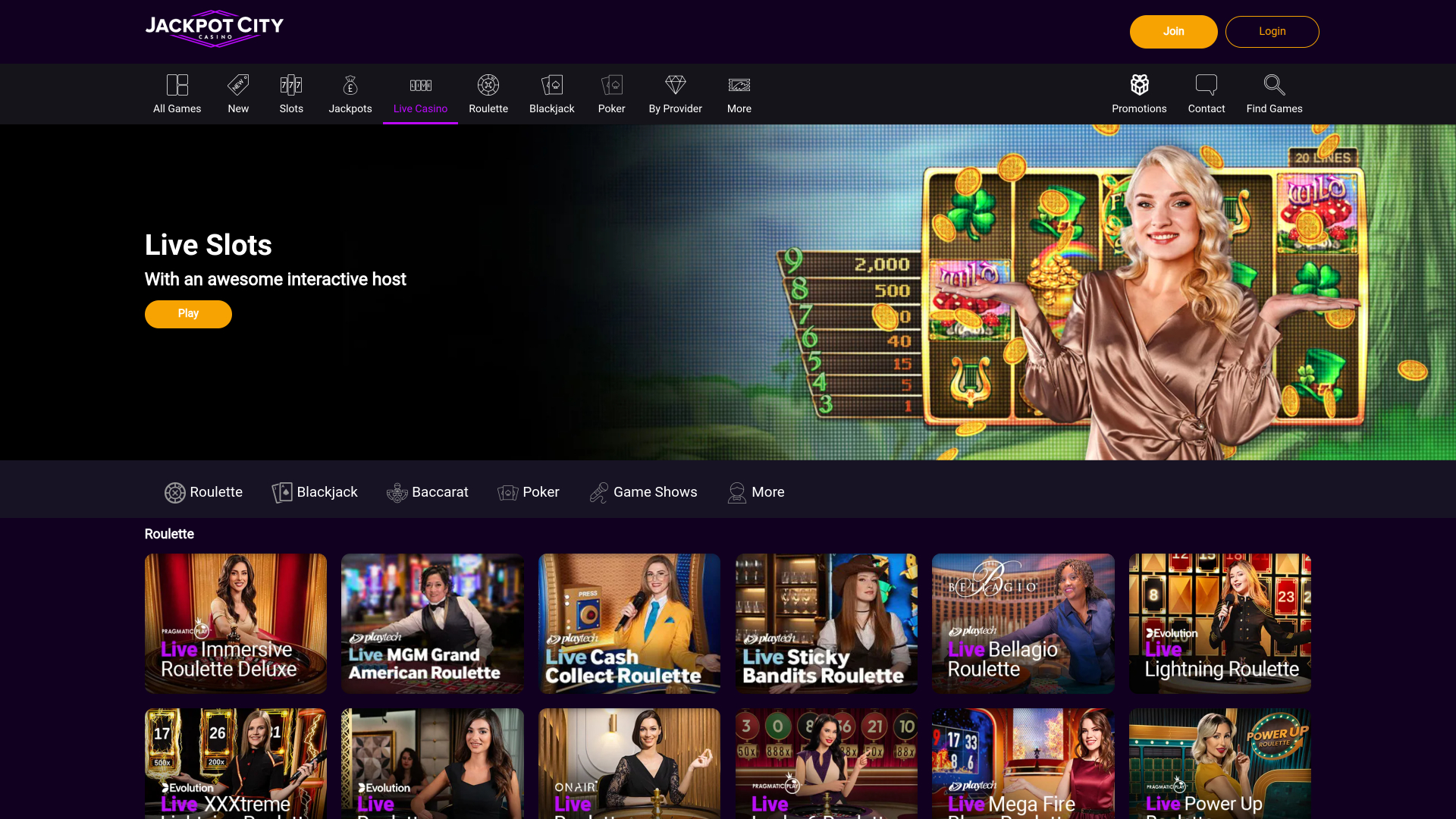 Jackpot City Casino Live Dealer Desktop