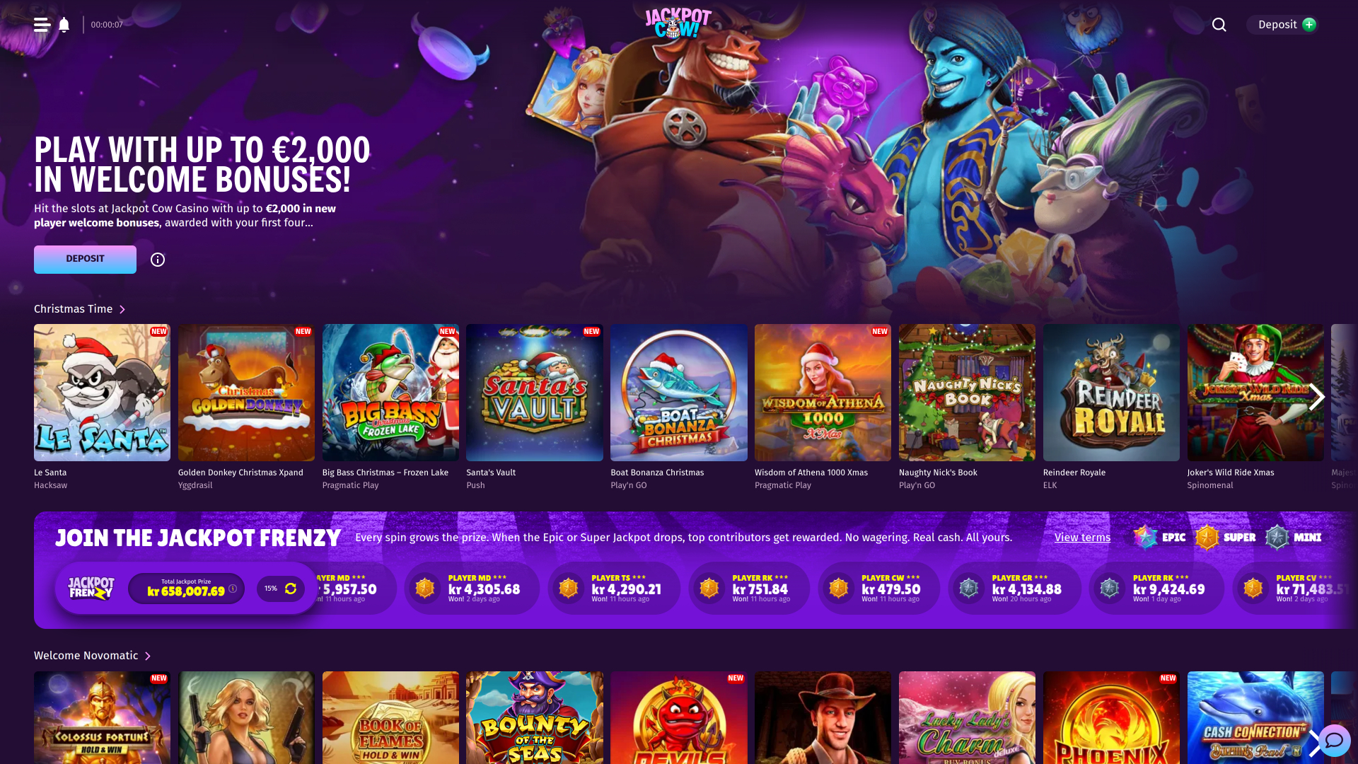 Jackpot Cow Casino-Spiele für Desktop