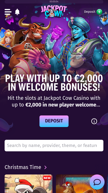 Jackpot Cow Casino Homepage Mobil