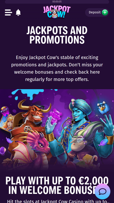 Jackpot Cow Casino-Aktionen Mobil