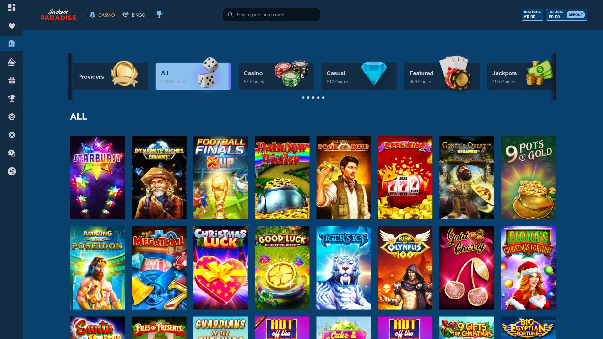 Jeux de casino Jackpot Paradise sur ordinateur