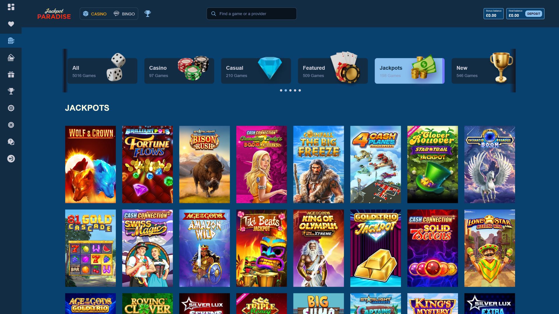 Jackpot Paradise Casino sur ordinateur