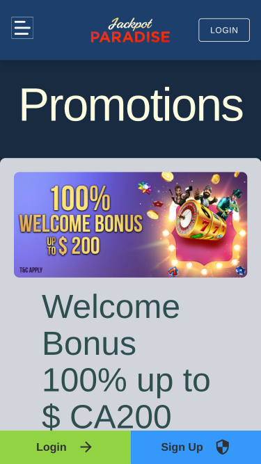 Promociones del Casino Jackpot Paradise Móvil