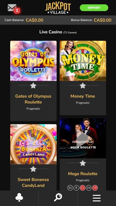 Casino móvil con crupier en vivo Jackpot Village