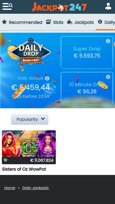 Jackpot247 Casino Jackpot Mobile