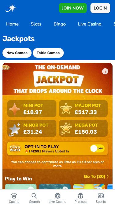 Jackpot mobile de Jackpotjoy Casino
