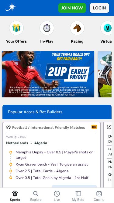Sports mobiles de Jackpotjoy Casino