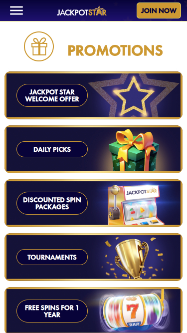 Jackpotstar Promotions Desktop