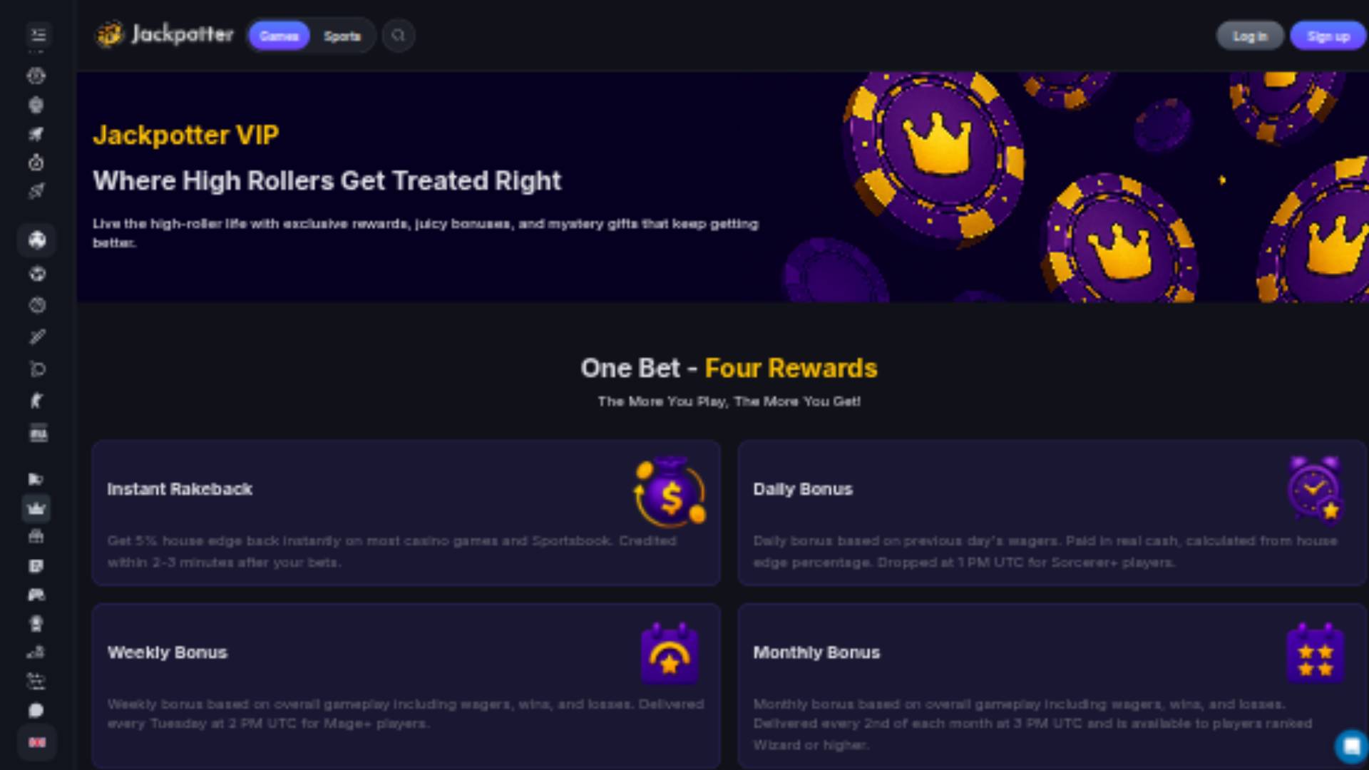 Jackpotter Casino Live VIP Desktop