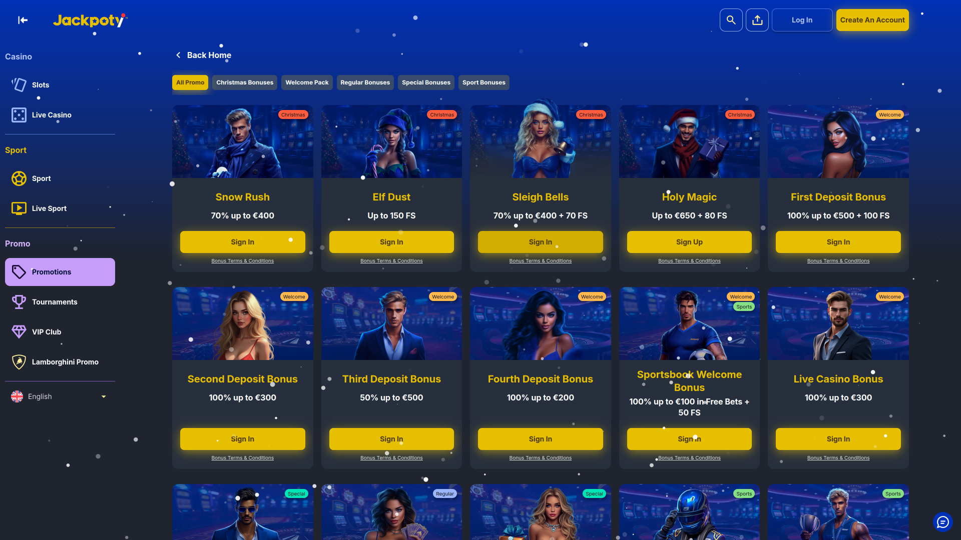 Promociones de Jackpoty Casino para escritorio