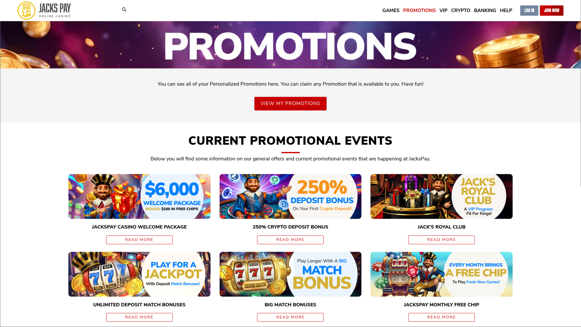 Promotions pour ordinateur de bureau du casino JacksPay