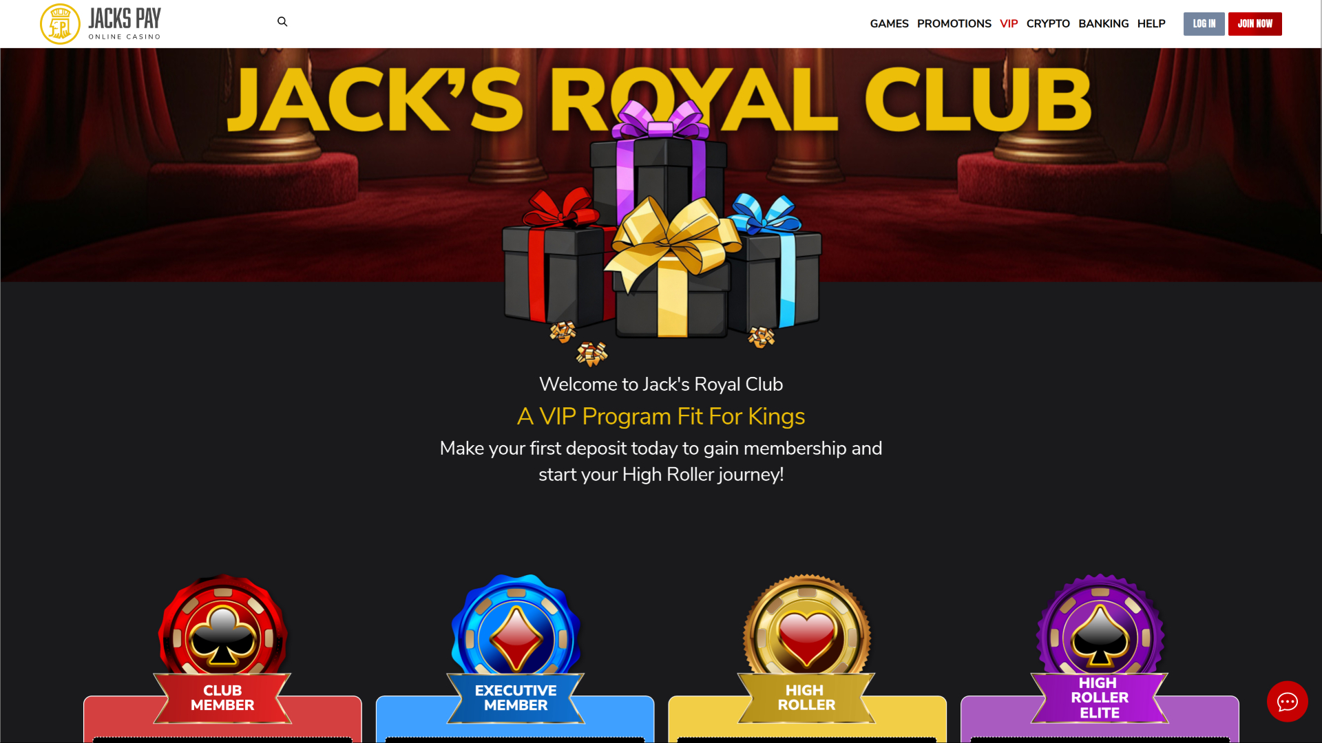 JacksPay Casino VIP sur ordinateur