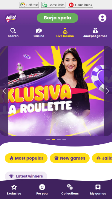 Jalla Casino avec croupier en direct mobile