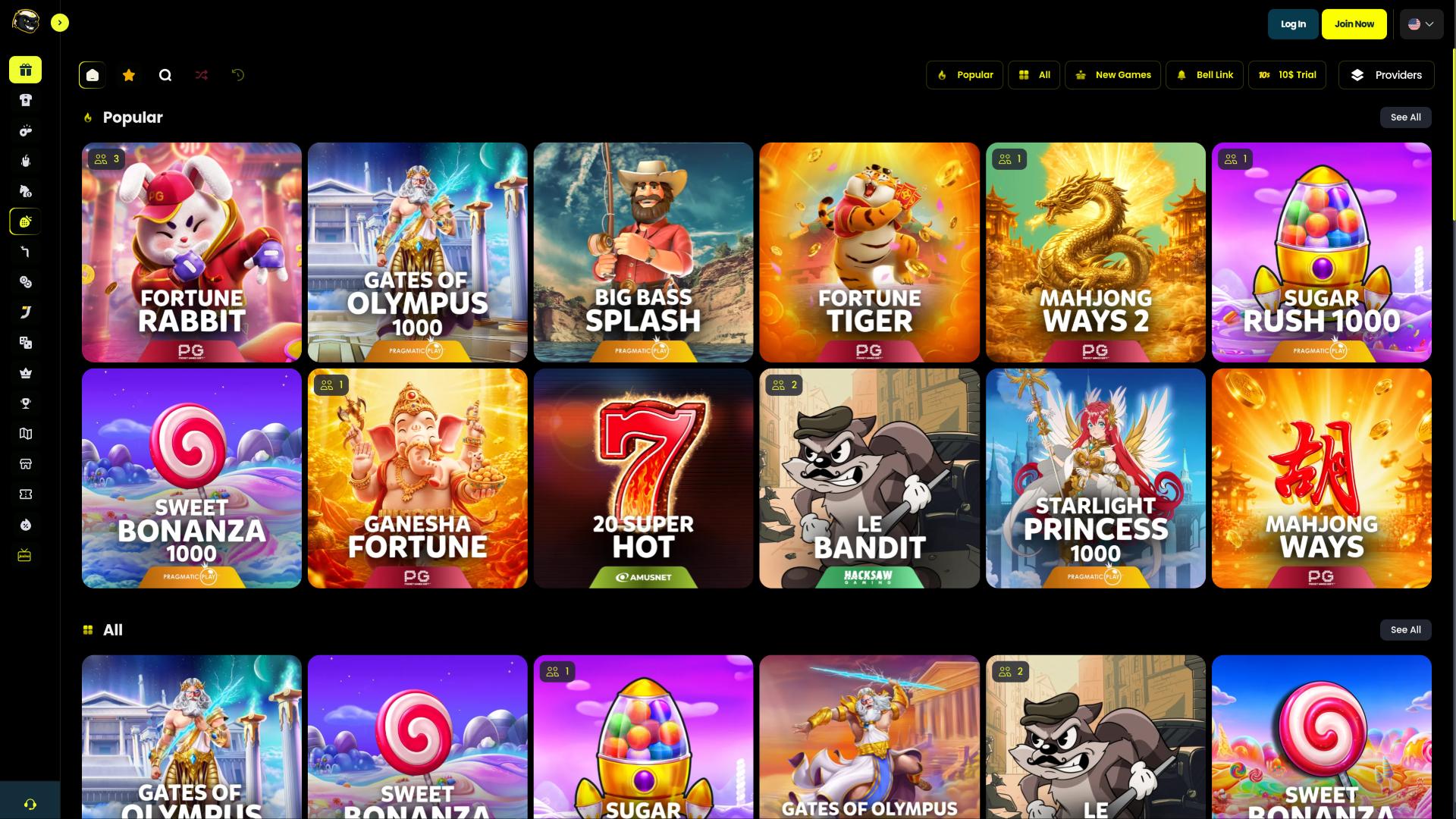Jasino Casino Spieleseite