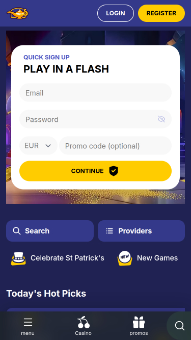 Pagina iniziale mobile del casinò JasminSlots
