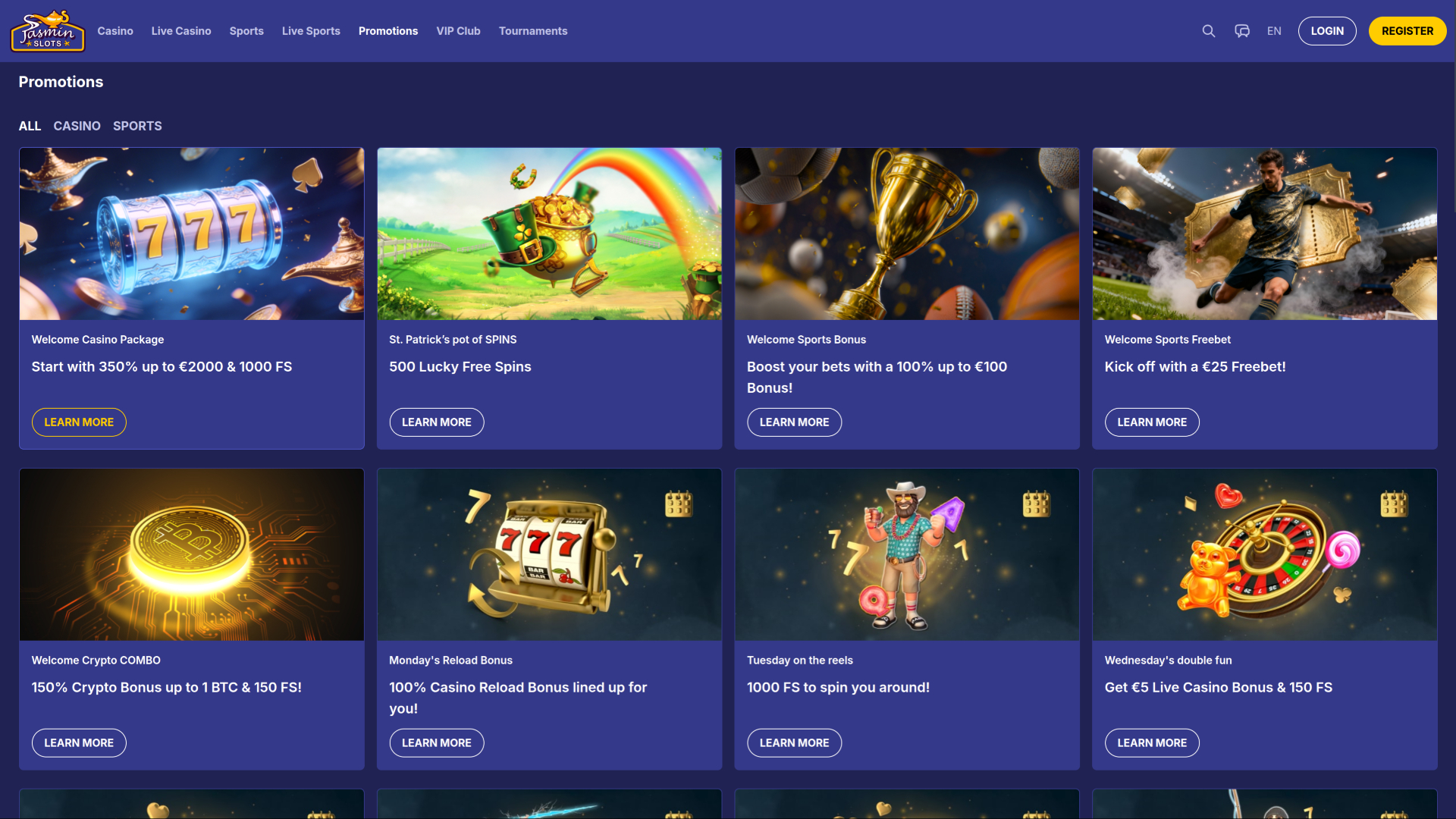 Promozioni per desktop del casinò JasminSlots