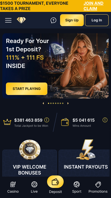 Скриншот главной страницы мобильного приложения Jawhara Casino
