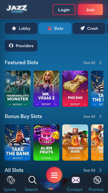 Jeux de casino Jazz sur mobile