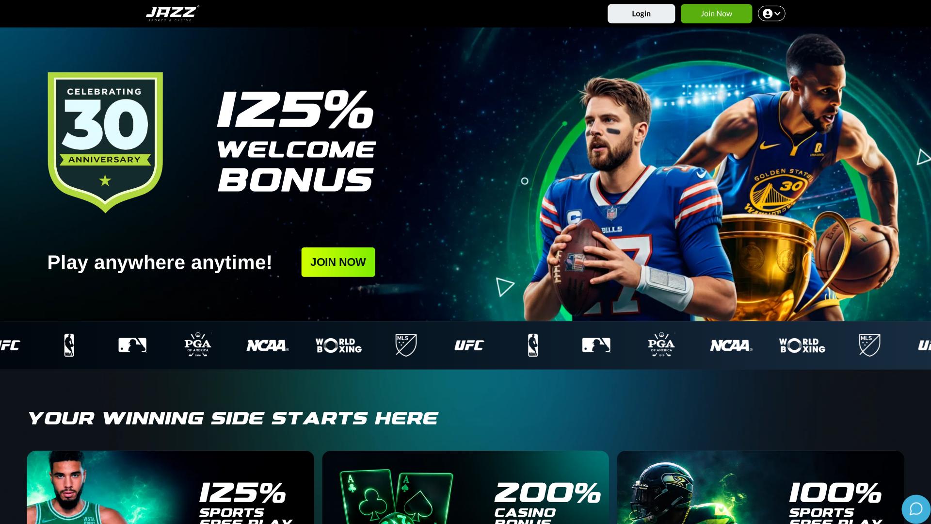 Página principal del casino Jazz Sports