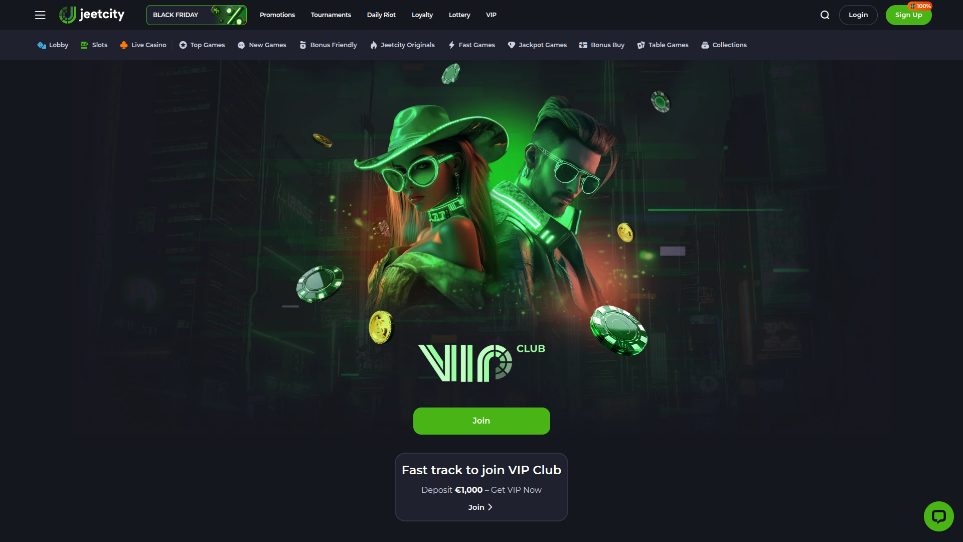 Programme VIP pour ordinateur de bureau du casino JeetCity